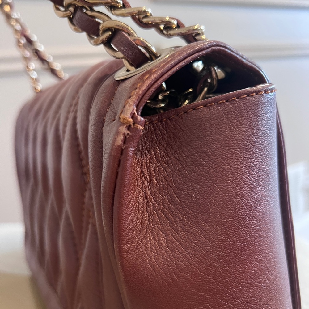 Valentino by Mario Valentino Quilted Leather Chain Shoulder Bag – Burgundy Wine - Picture 7 of 16